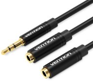 m Male to 2 x 3.5 mm Female Stereo Splitter Cable 0.3 M Black Metal Type - Átalakító