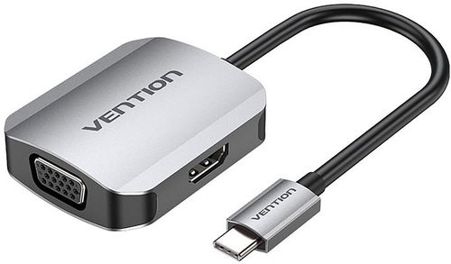 Vention USB-C to HDMI + VGA Converter 0.15M Gray Aluminum Alloy Type - Adapter - Hauptbild