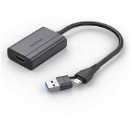 Vention USB-C and USB-A to HDMI Converter Gray Aluminium Alloy Type+I28 - Adapter