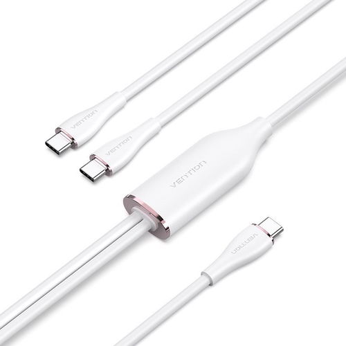 Vention USB 2.0 Type-C Male to 2 Type-C Male 5A Cable 1.5M White Silicone Type - Datenkabel - Hauptbild