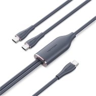Vention USB 2.0 Type-C Male to 2 Type-C Male 5A Cable Silicone Type, 1,5 m, fekete - Adatkábel