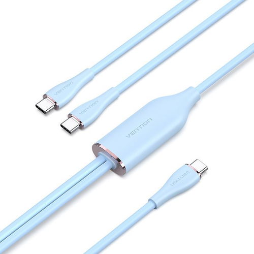 Vention USB 2.0 Type-C Male to 2 Type-C Male 5A Cable 1.5M Blue Silicone Type - Datenkabel - Hauptbild