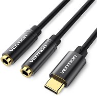 Vention Type-C (USB-C) to Dual 3.5mm Female Audio Cable, 0.3m, Black, Metal Type - Adapter
