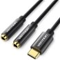 Vention Type-C (USB-C) to Dual 3.5mm Female Audio Cable 0.3m Black Metal Type - Adapter