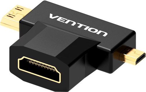 Vention Mini HDMI + Micro HDMI to HDMI Fmale Adapter schwarz - Adapter - Hauptbild