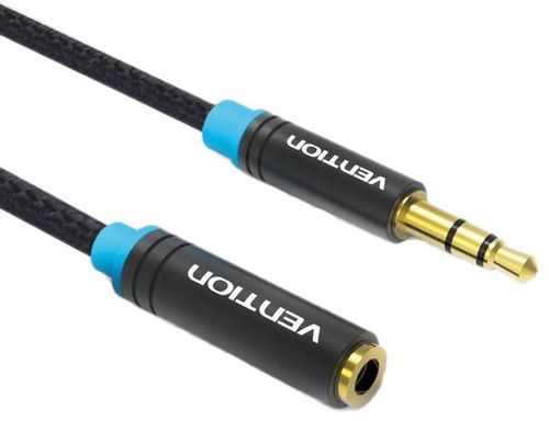Vention Cotton Braided 3.5mm Jack Audio Extension Cable 5m Black Metal Type - Audio kabel - Hlavní obrázek