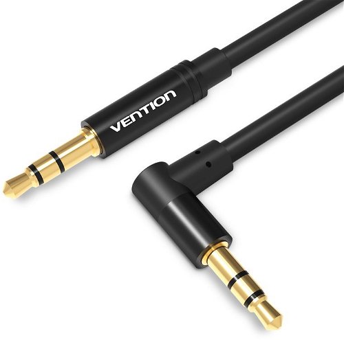 Vention 3.5mm to 3.5mm Jack 90° Aux Cable 0.5m Black Metal Type - AUX Cable