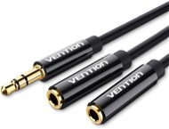 Audio kábel Vention 3,5 mm Male to 2× 3,5 mm Female Stereo Splitter Cable 0,3 m Black ABS Type - Audio kabel