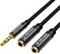 AUX Cable Vention Fabric Braided 3.5mm Male to 2x 3.5mm Female Stereo Splitter Cable, 0.3m, Black, Metal Type - Audio kabel
