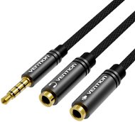 Vention Fabric Braided 3.5mm Male to 2x 3.5mm Female Stereo Splitter Cable 0.3m Black Metal Type - Audio kabel