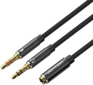 Vention Cotton Braided Dual 3,5 mm TRS Male to 3,5 mm Female Audio Cable 0,3 M Black Aluminum Alloy - Audio kábel