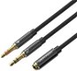 Vention Cotton Braided Dual 3.5mm TRS Male to 3.5mm Female Audio Cable 0.3M Black Aluminum Alloy Hea - AUX Cable