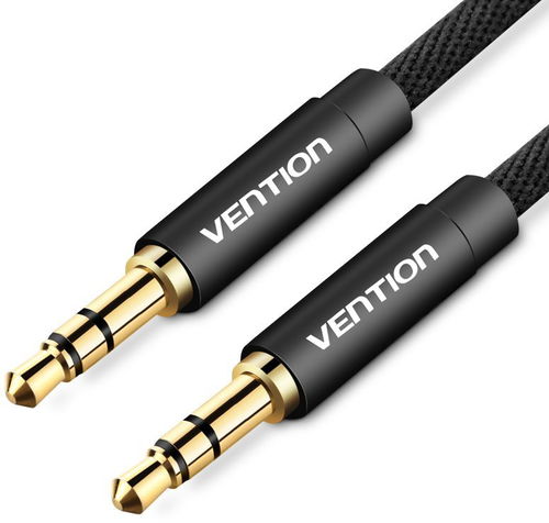Vention Fabric Braided 3.5mm Jack Male to Male Audio Cable 2m Black Metal Type - Audio kabel - Hlavní obrázek