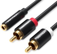 Vention 3.5mm Female to 2x RCA Male Audio Cable, 1.5m, Black, Metal Type - AUX Cable