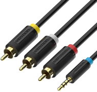 Vention 2.5mm Male to 3x RCA Male AV Cable 1.5m Black - Audio-Kabel