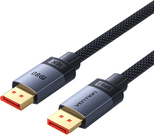 Vention Fabric Braided DP 2.1 Male to Male 80G HD Cable 1M Grey Aluminium Alloy Type - Video Cable - Main image