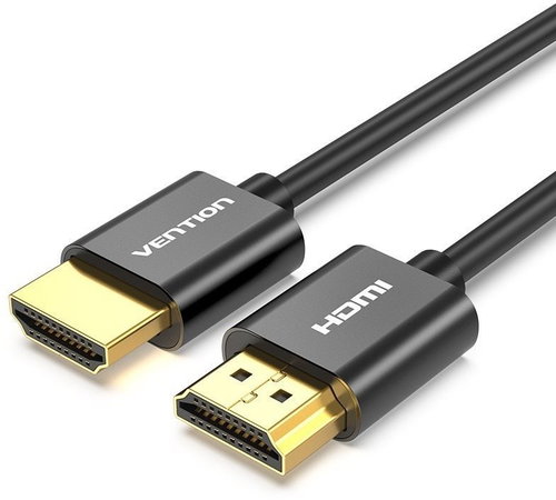 Vention Ultra Thin HDMI 2.0 Cable, 1m, Black, Metal Type - Video Cable - Main image
