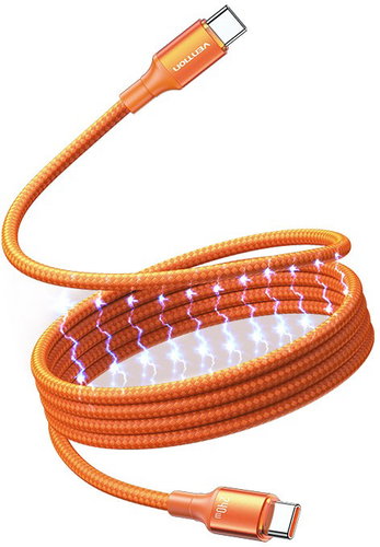 Vention USB 2.0 C Male to C Male 5A Magnetic Cable 1.5M Orange Aluminum Alloy Type - Power Cable - Main image