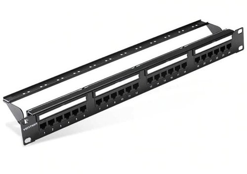Vention Cat.6 UTP 24 Ports Keystone Patch Panel, Black - Patch Panel - Main image