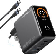 Vention 4-Port USB (C + C + C + A) GaN Charger (140W/140W/30W/22.5W) Foldable EU-Plug Dark Grey with - Wall Charger