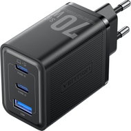 Vention 3-Port USB (C + C + A) SiC Charger (70W/70W/22,5W) EU-Plug Black - Wall Charger