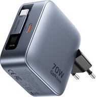 Vention 2-Port USB (C + C) GaN Charger (70W/70W) with USB-C to USB-C Cable EU-Plug Grey - Wall Charger