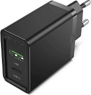 Vention 2-Port USB (A+C) Wall Charger (18W + 20W PD) Black - AC Adapter