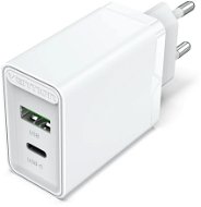 AC Adapter Vention 2-Port USB (A+C) Wall Charger (18W + 20W PD) White - Nabíječka do sítě