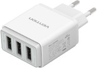 Vention Smart 3-Port USB Wall Charger 17W (3x 2.4A) White - AC Adapter