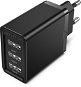 Vention 3-port USB Wall Charger (12 W/12 W/12 W) Black - Nabíjačka do siete