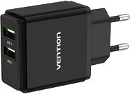 Vention Dual Quick 3.0 USB-A Wall Charger (18W + 18W) Black - AC Adapter
