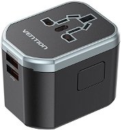 Vention 3-Port USB (C + A + A) Universal Travel Adapter (20W/18W/18W) fekete - Töltő adapter