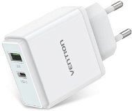 Vention USB-A Quick 3.0 18W + USB-C PD 20W Wall Charger White - AC Adapter