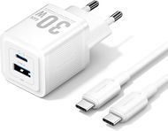 Vention 2-Port USB (C + A) GaN Charger (30W/30W) with USB-C to USB-C Cable (1M) EU-Plug White - Nabíječka do sítě