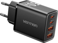 Vention 4-Port USB (C+C+A+A) GaN Charger (30W/20W/18W/18W) EU-Plug Black - Wall Charger