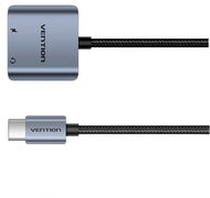 Vention Cotton Braided USB-C Male to 3.5mm Female Audio Digital Signal Converter PD 60W 0.1M Gray - Adapter