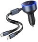Vention Three-Port USB-C + USB-C/Lightning (30W + 30W/27W) Car Charger with Built-In Cable Black  - Nabíječka do auta