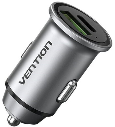 Vention Zwei-Port USB A+C (18W/20W) Autoladegerät Grau Mini Style Aluminium Legierung Typ - Auto-Ladegerät - Hauptbild