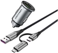 Set Vention USB A+C (18W/20W) Car Charger Gray + USB 2.0 to 2-in-1 USB-C/Micro USB 5A 0.5m Gray - Car Charger