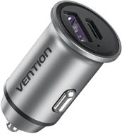Vention Two-Port USB A+C (30 W/30 W) Car Charger Gray Mini Style Aluminium Alloy Type - Autós töltő