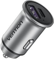 Vention Two-Port USB A+C (30W/30W) Car Charger Gray Mini Style Aluminium Alloy Type - Nabíječka do auta