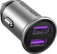 Vention Two-Port USB A+A (30W/30W) Car Charger Gray Mini Style Aluminium Alloy Type - Auto-Ladegerät