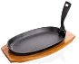 Pan BANQUET cast iron pan on wooden board A06299 - Pánev