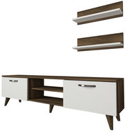 VerdeDesign TV stolek Denay + police, bílý/ořech - TV stolek