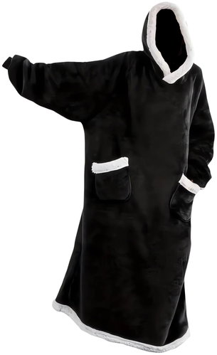 Verk 24557 TV hoodie long, oversize, black - Wearable Blanket - Main image