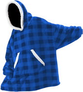 Verk 24558 TV hoodie, oversize, checked blue - Wearable Blanket