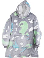 Verk 24305 Luminous plush hoodie with dinosaur hood - for children grey - Wearable Blanket