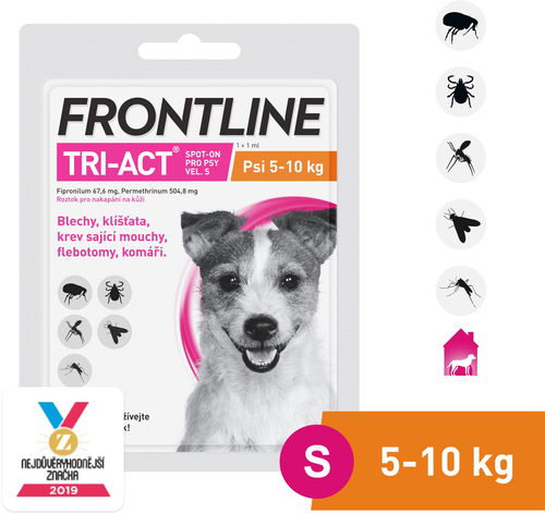 Frontline Tri-act spot-on pro psy S (5 - 10 kg) 1 × 1 ml - Antiparazitní pipeta - Hlavní obrázek