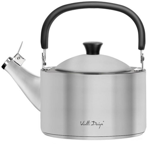 Vialli Design Teapot with whistle, 1,5 l, polished steel, Diamante 27855 - Hot Water Kettle - Main image