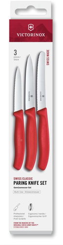 Victorinox Swiss Classic Paring Knife Set, Straight / Wavy, Red, Box, 3pcs Main image Victorinox Swiss Classic Paring Knife Set, Straight / Wavy, Red, Box, 3pcs - Knife Set - Main image